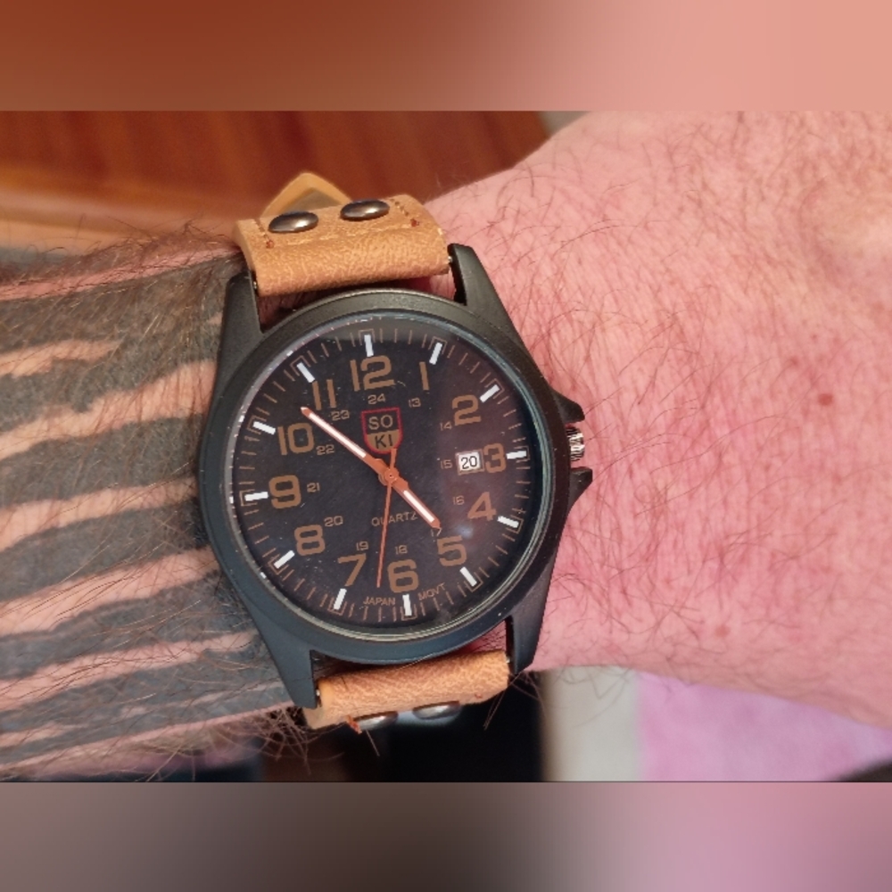 NWOT SOKO Black and Tan Men's Watch